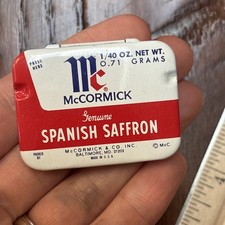 VTG McCormick 1/40 oz Spanish Saffron Spice Tin Advertising FULL, Great Cond picture