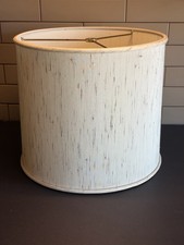 Vintage Stiffel Cream Linen Lamp Shade 13 x 12 Drum Spider picture