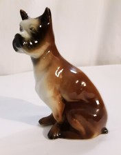 Vtg Boxer Dog Figurine Porcelain Airbrushed Hand Painted 6.5