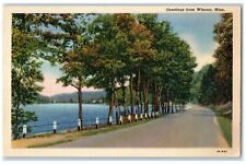 1946 Greetings From River Lake Exterior Trees Winona Minnesota Vintage Postcard picture