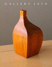 HANDMADE SLEEK DANISH MODERN MAHOGONY VASE GORGEOUS MID CENTURY 50'S 60'S VTG picture