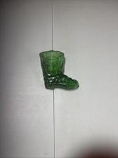 Vintage Green Glass Jeannette Match Wall Safe With Striker Hanger Holder BOOT picture