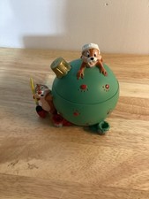Disney RARE Chip And Dale Ceramic Christmas Bulb Trinket Box picture