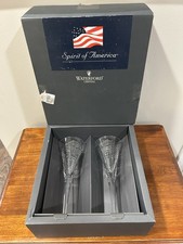 Waterford Crystal Spirit of America Champagne Flutes Pair - New In Box 108841 picture