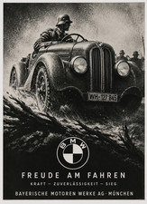 WW2 German Third Reich Elite BMW car Fahren Propaganda Military Poster picture