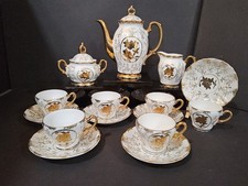 Vintage Sterling China Japan Gold Demitasse Tea Set Lot of 17 pieces BEAUTIFUL picture