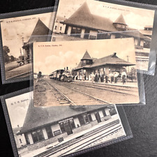 FOUR ANTIQUE GRAND TRUNK RAILWAY CHESLEY STATION DEPOT ONTARIO CANADA POSTCARDS picture