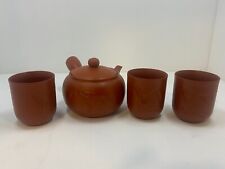 Japanese Red Clay Kyusu Four Piece Teapot Set picture