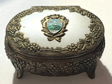 Vintage Pike's Peak Souvenir Footed Trinket Box Made in Japan Red Velvet Lining picture