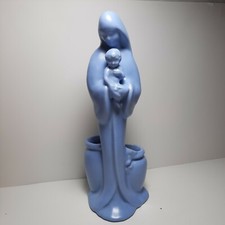 Haeger Pottery Mother Mary Madonna Jesus Planter Matte Blue Gorgeous 11