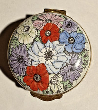Crummles Enamels Trinket Box with FLOWERS Hand Painted NEW picture