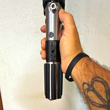 Star Wars Lightsaber Replica Hilt Silver/Black Red Blade Light-Up Effects picture