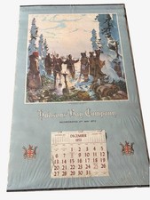 💥Vintage 1953 Hudson’s Bay Company Calendar Franklin Arbuckle Fur Trade Art🔥 picture