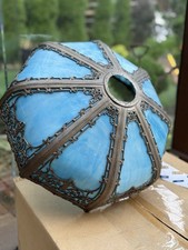 Antique Blue Slag Glass Lamp Shade As Is Condition picture