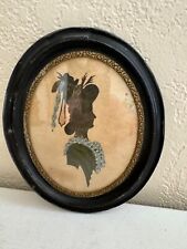 Antique Portrait Silhouette of Woman Marked on Back Bessie from Uncle Harry 1860 picture