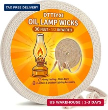 Oil Lamp Wicks, 1/2 Inch x 30 Ft, Flat Cotton Lantern Wick for Oil Lamps picture