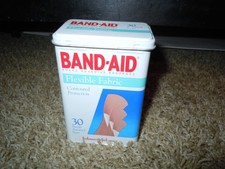 Vintage 1992 Johnson & Johnson BAND-AID Metal Tin Box Flexible Fabric 2/3 FULL picture