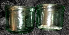 Vintage Heavy Green Glass Candleholders Made By Indiana Glass picture