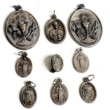 Vintage Silver Tone Italy Catholic Religious Medals Lot Saints Medjugorje Jesus picture