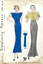 RARE 1930s SIMPLICITY 1379 NRA PATTERN SIZE 18 MISSES DAY & EVENING DRESS *FF picture