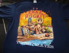 Rare LAAZ ROCKIT BAND, remake shirt, metal band shirt, navy blue picture