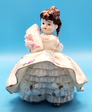 VINTAGE GEO Z. LEFTON PORCELAIN BLOOMER GIRL FIGURINE WITH PRESENT🌺 picture