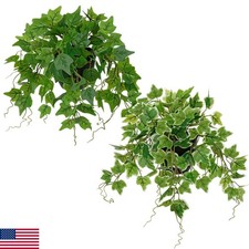 Hollyone Artificial English Ivy Hanging Plants 2pcs Faux Ivy Vines Black Pot picture