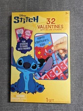 NEW Disney Stitch Valentine's Day Cards Set 32 Valentines Deluxe Stickers Lilo picture