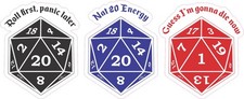 StickerTalk D20 RPG Gaming Dice Vinyl Stickers - Set of 3 picture