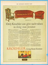 1927 Kroehler Living Room Furniture Vintage Ad Sofa Chair 1920's Home Decor picture