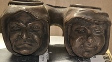 TWO FACES PIPE HOLDER ANTIQUE EXACTLY AS SHOWN IN THE PHOTOS picture