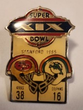 NFL 1985 Super Bowl XIX Stanford 49ERS vs Dolphin 38-16 Score Lapel Tack Pin picture