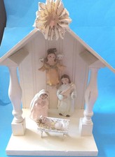 RARE Nicol Sayre 2006 Midwest Nativity Set Holy Family w/ Manger Pastel Figures picture