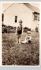 BACKYARD BOYS, jackson mo. c1940 postcard, missouri real photo rppc family named picture