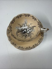 Vtg PARAGON Teacup and Saucer TO THE BRIDE Horseshoe Lily of Valley picture