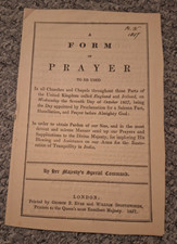 GENUINE ANTIQUE PAMPHLET-FORM OF PRAYER RESTORATION OF PEACE IN INDIA-1857. picture