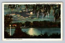 Orlando FL-Florida, Moonlight On Lake Cherokee, Antique, Vintage Postcard picture