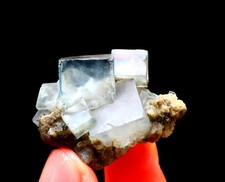 17.7g Natural Blue phantom Cubic fluorite Mica mineral specimen/yaogangxian picture