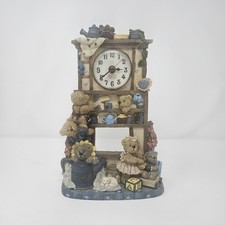 VTG Sweet Home Teddy Bear Family Table Clock 90s Collectible Nostalgia picture