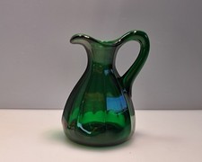 Antique Emerald Green Depression Glass Paneled Cruet 4  1/2” picture