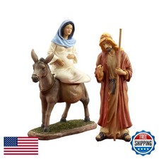 Three Kings Gifts Holy Family Nativity Figurine Set 7 Inch Mary Joseph Donkey picture