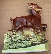 Vintage McCoy Pottery Deer Fawn Ceramic Planter Figurine Brown Art Pottery USA picture