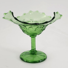 Green Footed Compote Northwood Glass Wild Flower Candy Dish picture