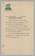 1930s Monticello Hotel Charlottesville VA Letterhead Travel Diary WV Coal picture