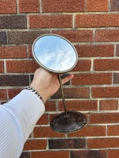 Vintage Primitive Antique Nickel Adjustable Shaving Mirror Good Patina picture