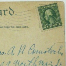 George Washington 1 Cent Green US Postage Stamp on Postcard 1915 YMCA  Mass  picture