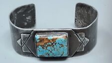 Early Hopi / Navajo Silver and Turquoise Cuff Bracelet with Large Square Stone picture