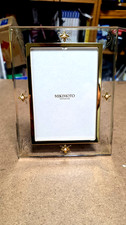 MIKIMOTO Lucite Gold Trim Photo Frame four Genuine Akoya Pearls 