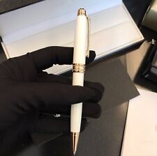 Luxury Solitaire Series White + Gold Clip 0.7mm nib Ballpoint Pen picture