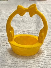 VTG Rosbro Easter Yellow Plastic Candy Basket Light Wear and Aging picture